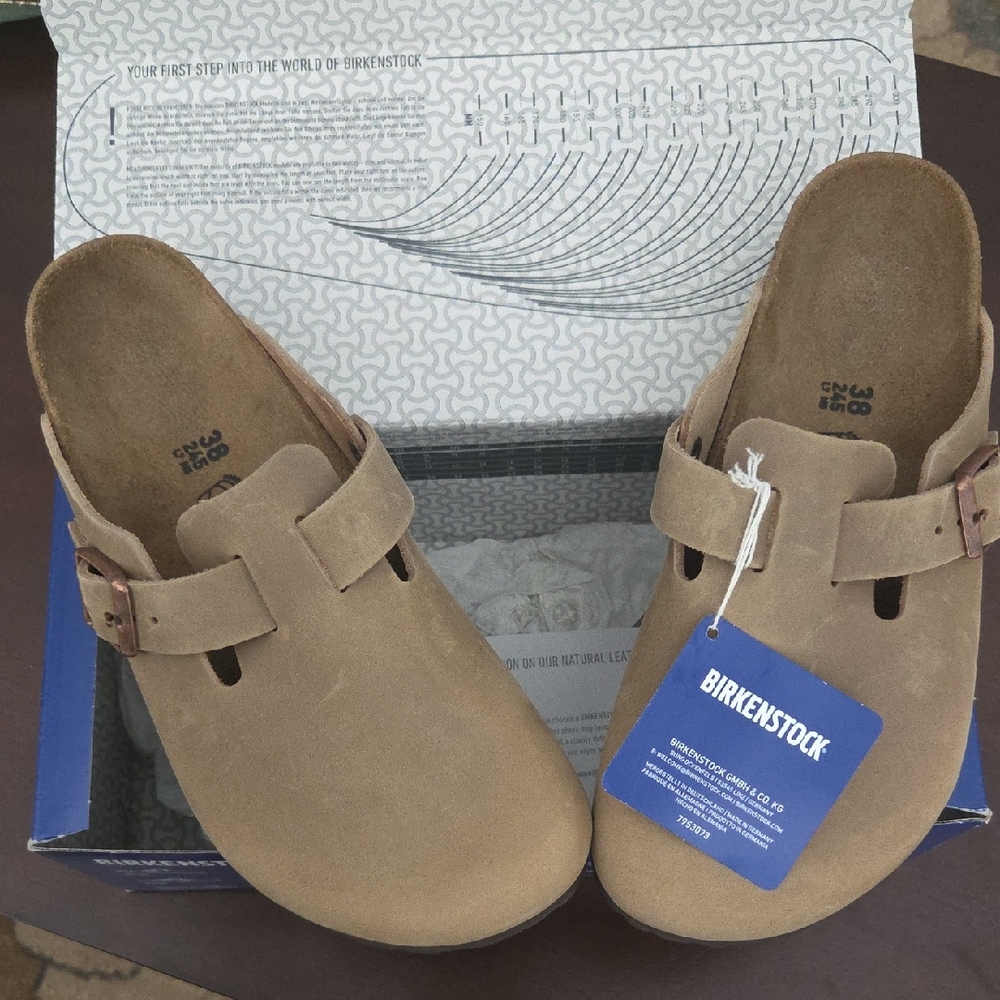 Birkenstock Light Brown Suede Clogs